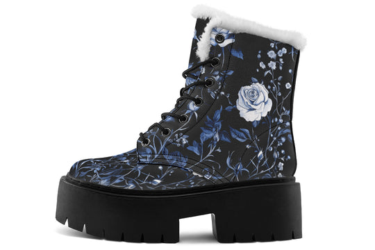 Blue Rose Romance Platform Winter Boots