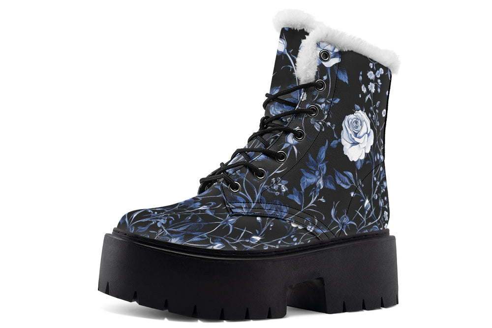 Blue Rose Romance Platform Winter Boots