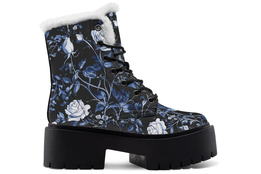 Blue Rose Romance Platform Winter Boots