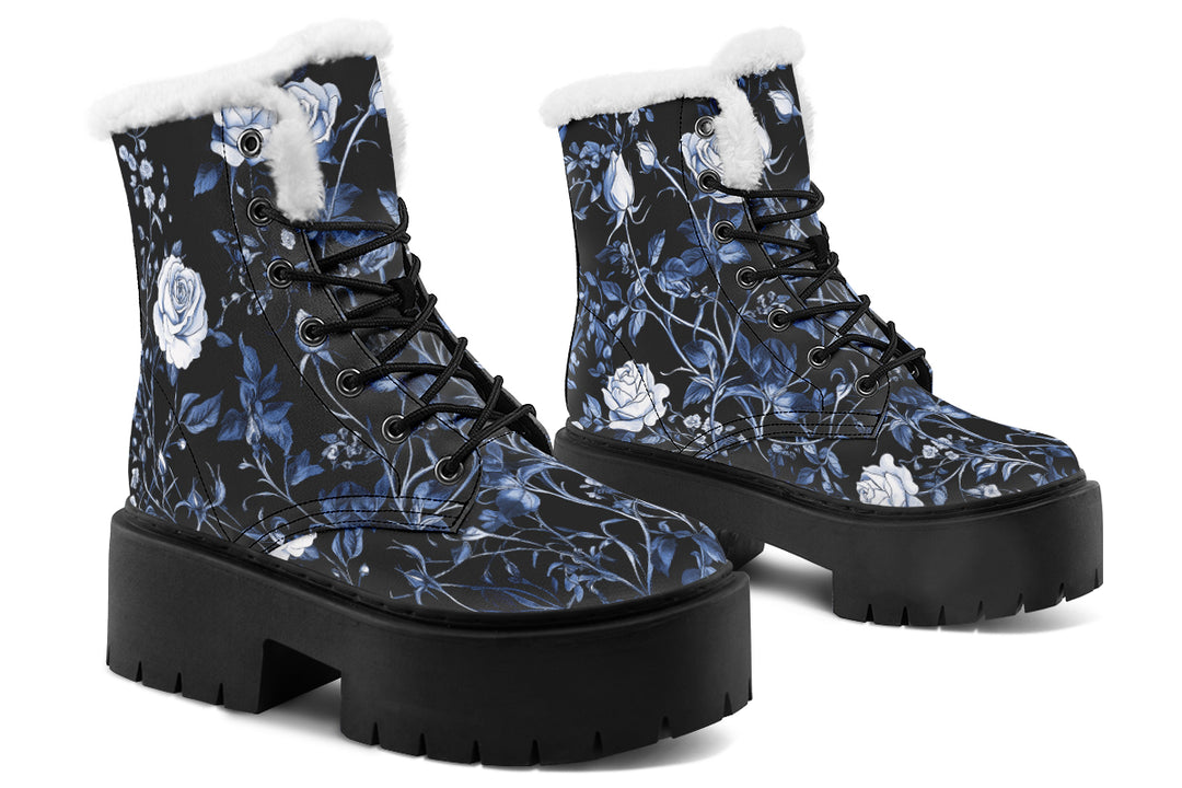 Blue Rose Romance Platform Winter Boots