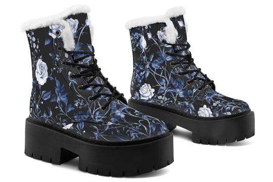 Blue Rose Romance Platform Winter Boots