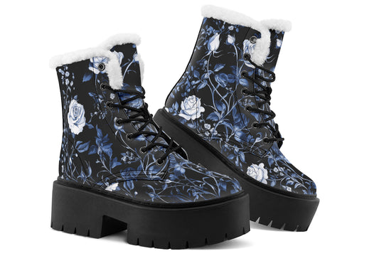 Blue Rose Romance Platform Winter Boots