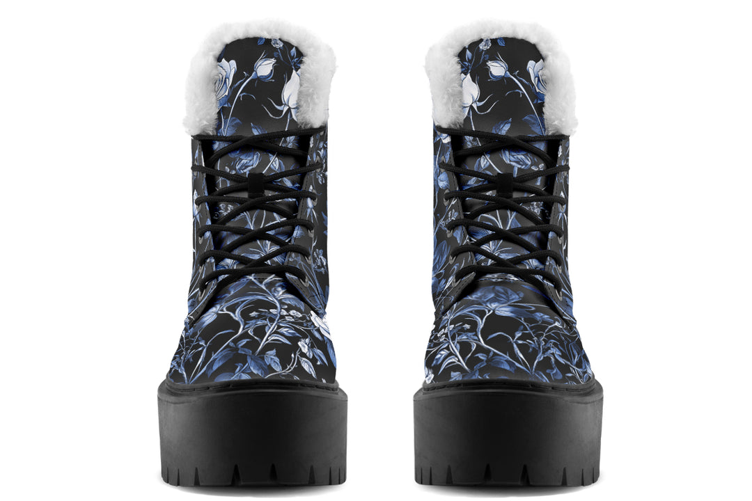 Blue Rose Romance Platform Winter Boots