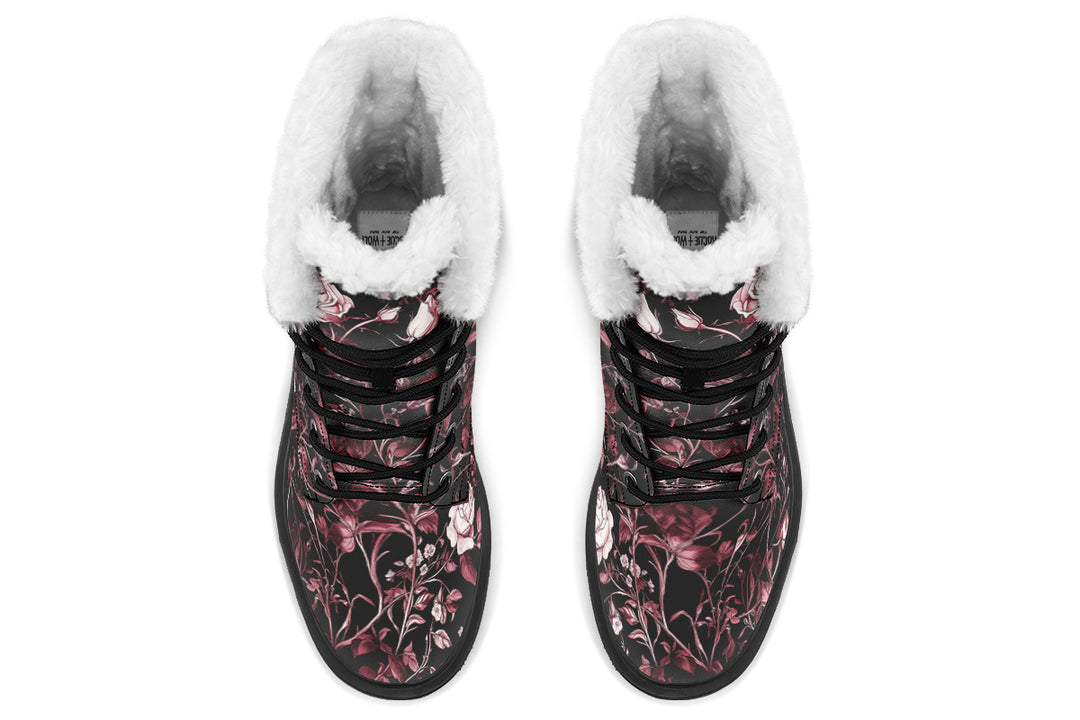 Crimson Rose Romance Platform Winter Boots