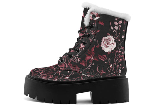 Crimson Rose Romance Platform Winter Boots