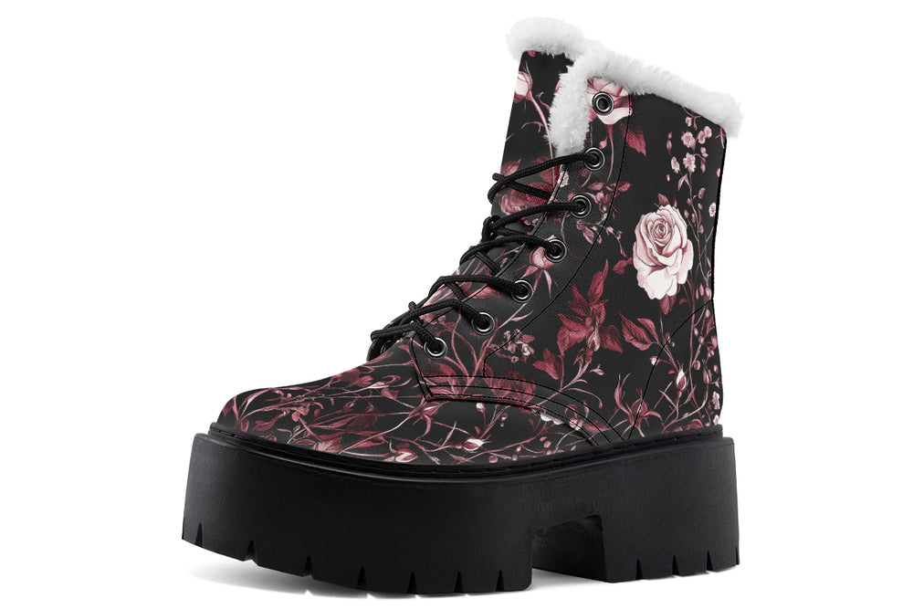 Crimson Rose Romance Platform Winter Boots