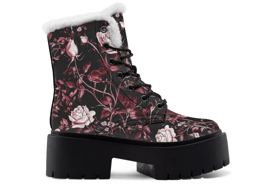 Crimson Rose Romance Platform Winter Boots