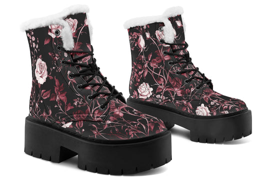 Crimson Rose Romance Platform Winter Boots