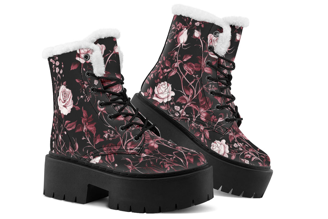 Crimson Rose Romance Platform Winter Boots