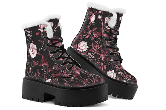 Crimson Rose Romance Platform Winter Boots