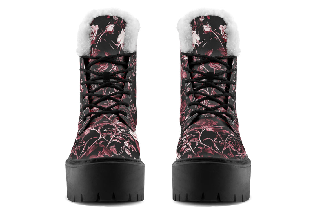 Crimson Rose Romance Platform Winter Boots