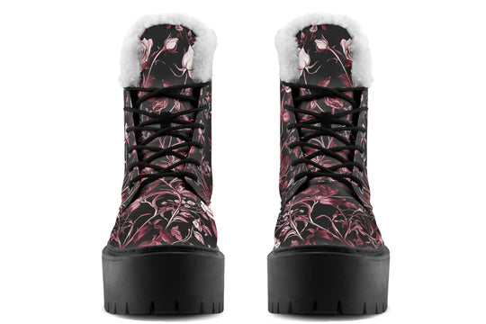Crimson Rose Romance Platform Winter Boots