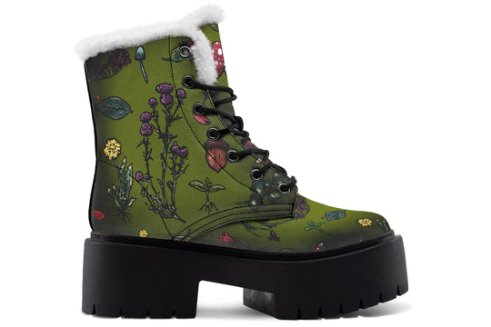 Green Herbology Platform Winter Boots