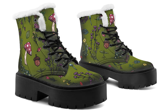 Green Herbology Platform Winter Boots