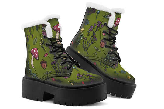 Green Herbology Platform Winter Boots