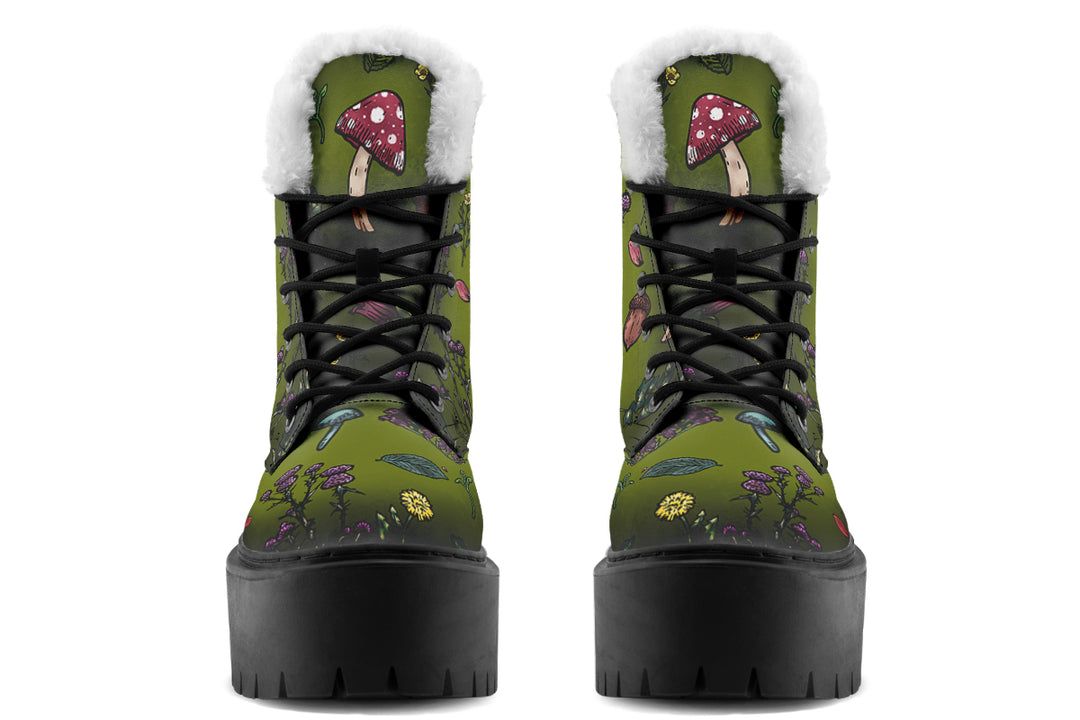 Green Herbology Platform Winter Boots