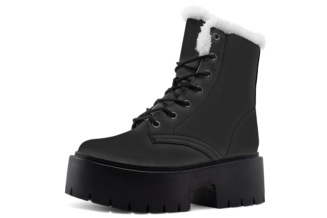 Pitch Black Platform Winter Boots