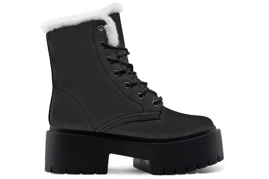 Pitch Black Platform Winter Boots