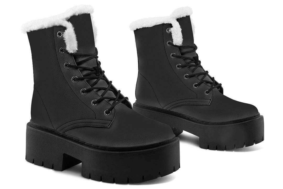 Pitch Black Platform Winter Boots