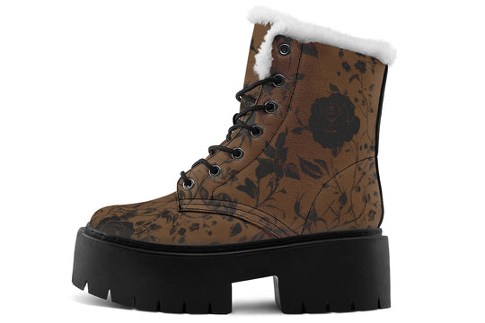 Sepia Rose Romance Platform Winter Boots