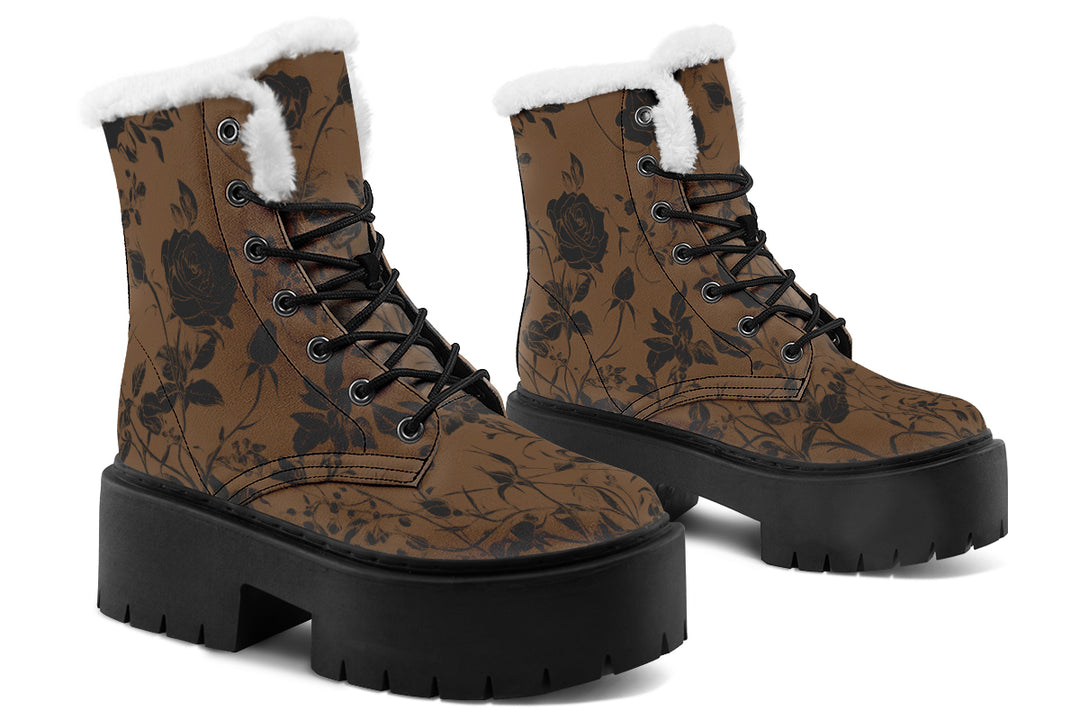 Sepia Rose Romance Platform Winter Boots