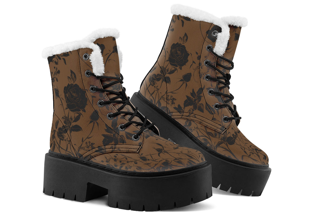 Sepia Rose Romance Platform Winter Boots
