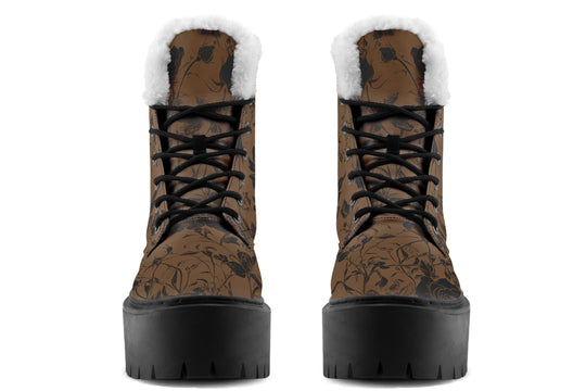 Sepia Rose Romance Platform Winter Boots