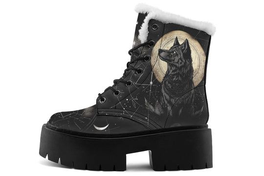 Starlit Wolf Platform Winter Boots