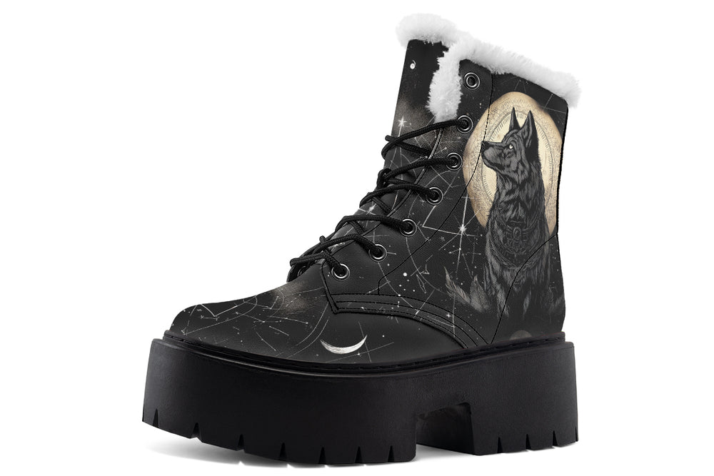Starlit Wolf Platform Winter Boots