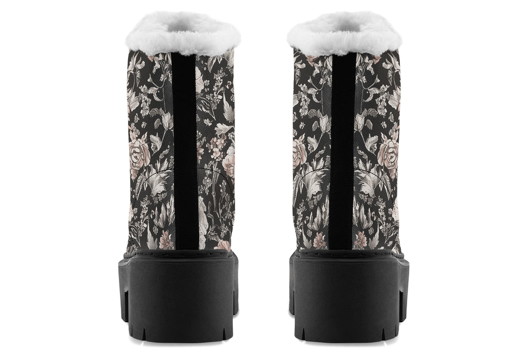Vintage Peonies Platform Winter Boots