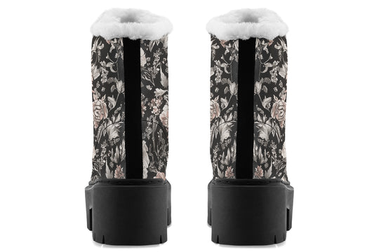 Vintage Peonies Platform Winter Boots