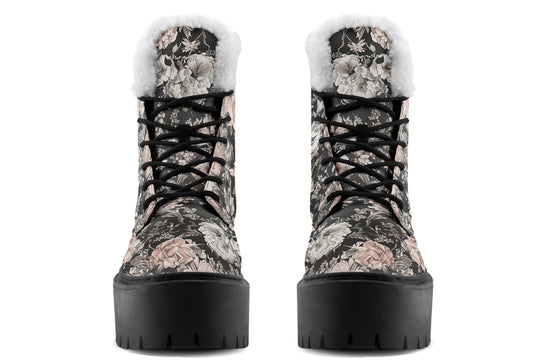Vintage Peonies Platform Winter Boots