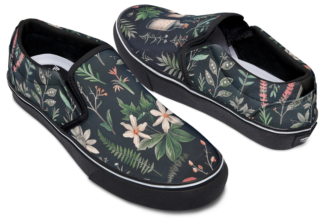 Apothecary Haven Slipons - Comfortable Vegan Canvas Shoes with Easy Elastic In-Step