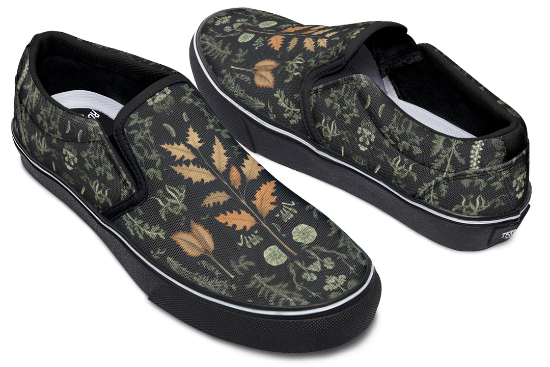 Autumn Memoir Slipons - Comfortable Vegan Canvas Shoes with Easy Elastic In-Step