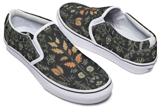 Autumn Memoir Slipons - Comfortable Vegan Canvas Shoes with Easy Elastic In-Step