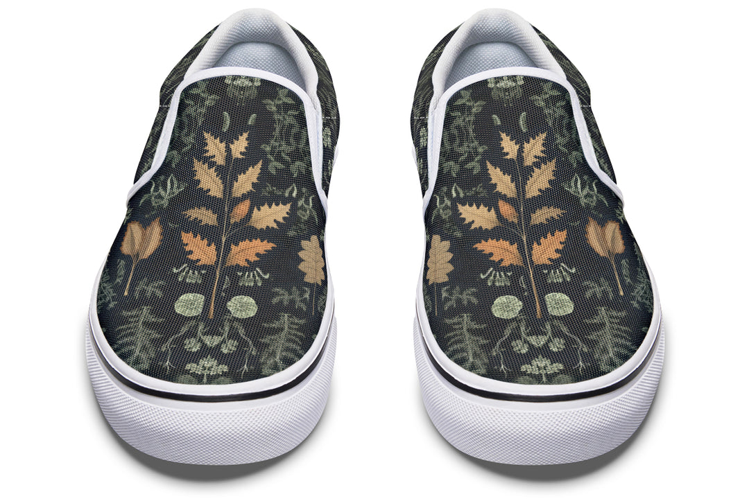 Autumn Memoir Slipons - Comfortable Vegan Canvas Shoes with Easy Elastic In-Step