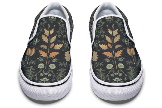 Autumn Memoir Slipons - Comfortable Vegan Canvas Shoes with Easy Elastic In-Step