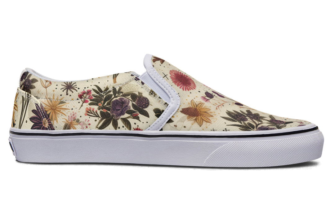 Enchanted Blossoms Slipons - Comfortable Vegan Canvas Shoes with Easy Elastic In-Step