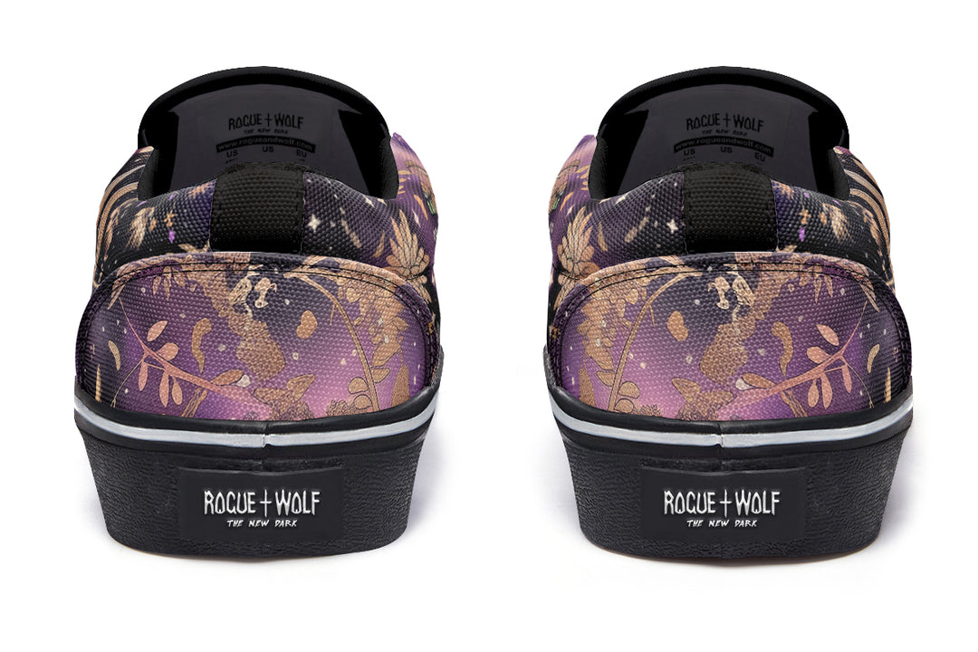 Galactic Bloom Slipons - Comfortable Vegan Canvas Shoes with Easy Elastic In-Step