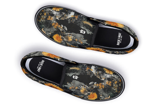 Grim’s Harvest Slipons - Comfortable Vegan Canvas Shoes with Easy Elastic In-Step