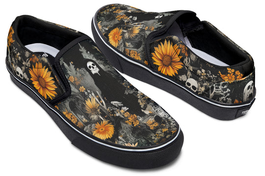 Grim’s Harvest Slipons - Comfortable Vegan Canvas Shoes with Easy Elastic In-Step