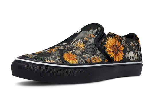 Grim’s Harvest Slipons - Comfortable Vegan Canvas Shoes with Easy Elastic In-Step