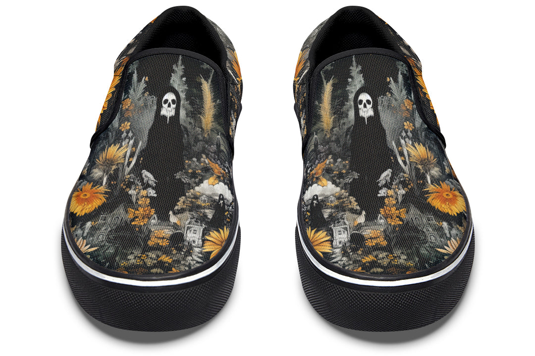 Grim’s Harvest Slipons - Comfortable Vegan Canvas Shoes with Easy Elastic In-Step