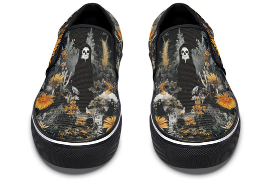 Grim’s Harvest Slipons - Comfortable Vegan Canvas Shoes with Easy Elastic In-Step