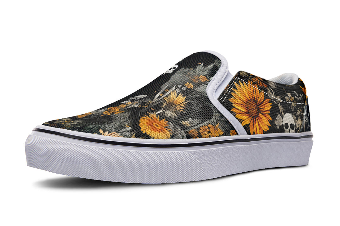 Grim’s Harvest Slipons - Comfortable Vegan Canvas Shoes with Easy Elastic In-Step