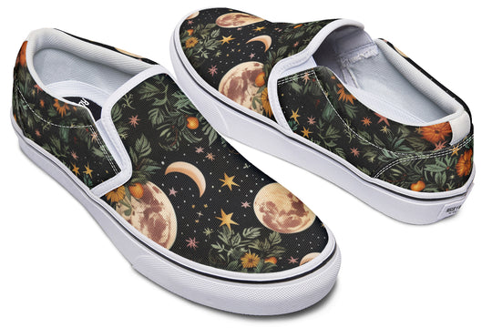 Lunar Meadow Slipons - Comfortable Vegan Canvas Shoes with Easy Elastic In-Step