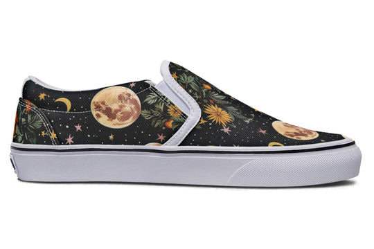 Lunar Meadow Slipons - Comfortable Vegan Canvas Shoes with Easy Elastic In-Step