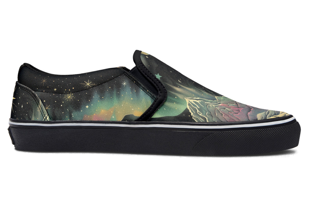 Northern Lights Slipons - Comfortable Vegan Canvas Shoes with Easy Elastic In-Step