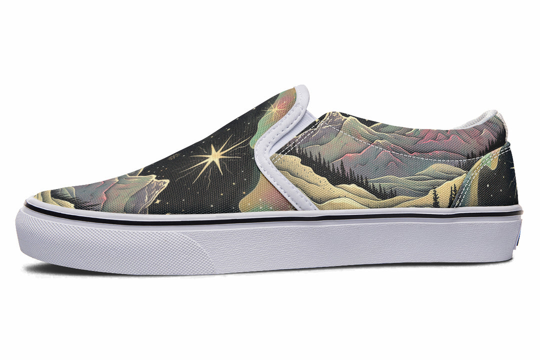 Northern Lights Slipons - Comfortable Vegan Canvas Shoes with Easy Elastic In-Step