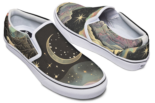 Northern Lights Slipons - Comfortable Vegan Canvas Shoes with Easy Elastic In-Step